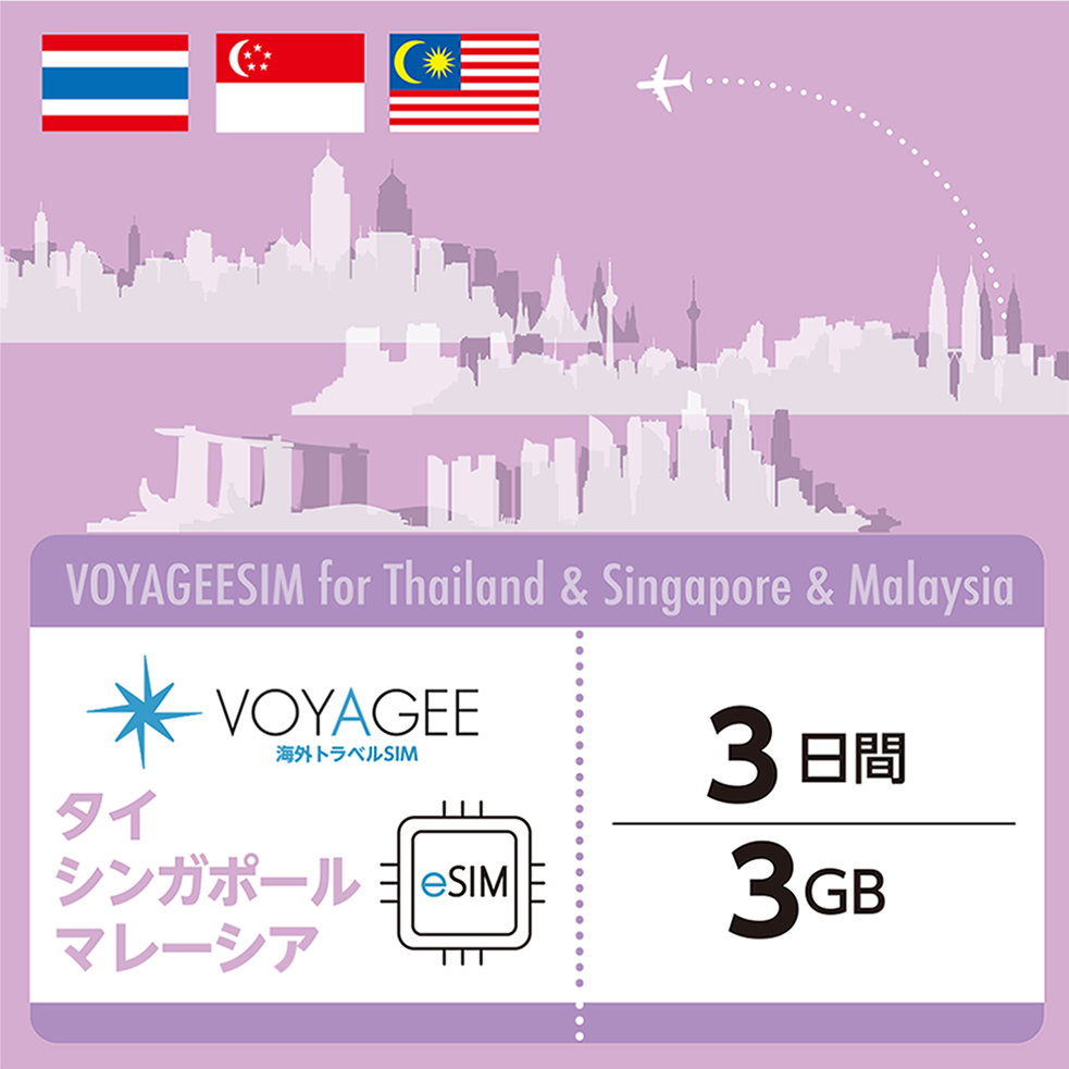 東南アジア3カ国eSIM 1GB/日