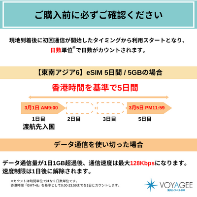 【東南アジア6】eSIM3日間/3GB