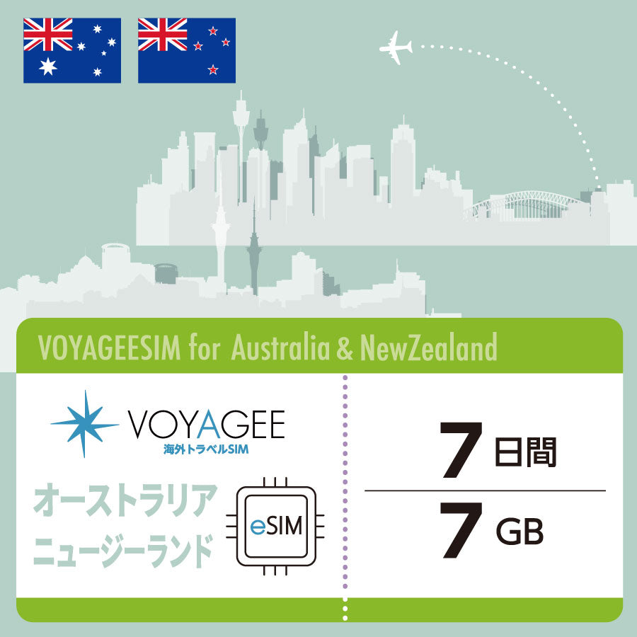 オーストラリア・ニュージーランド】eSIM7日間/7GB – VOYAGEESIM