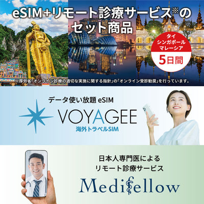 【タイ・シンガポール・マレーシア】eSIM5日間/5GB（リモート診療サービス付き）